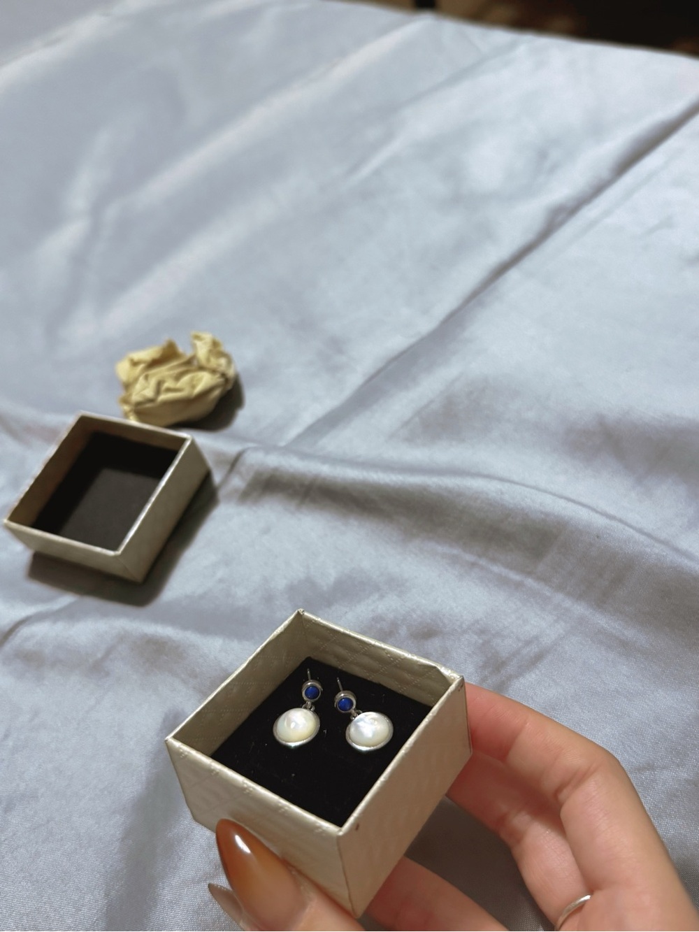 Moonstone and Blue Sapphire Earrings